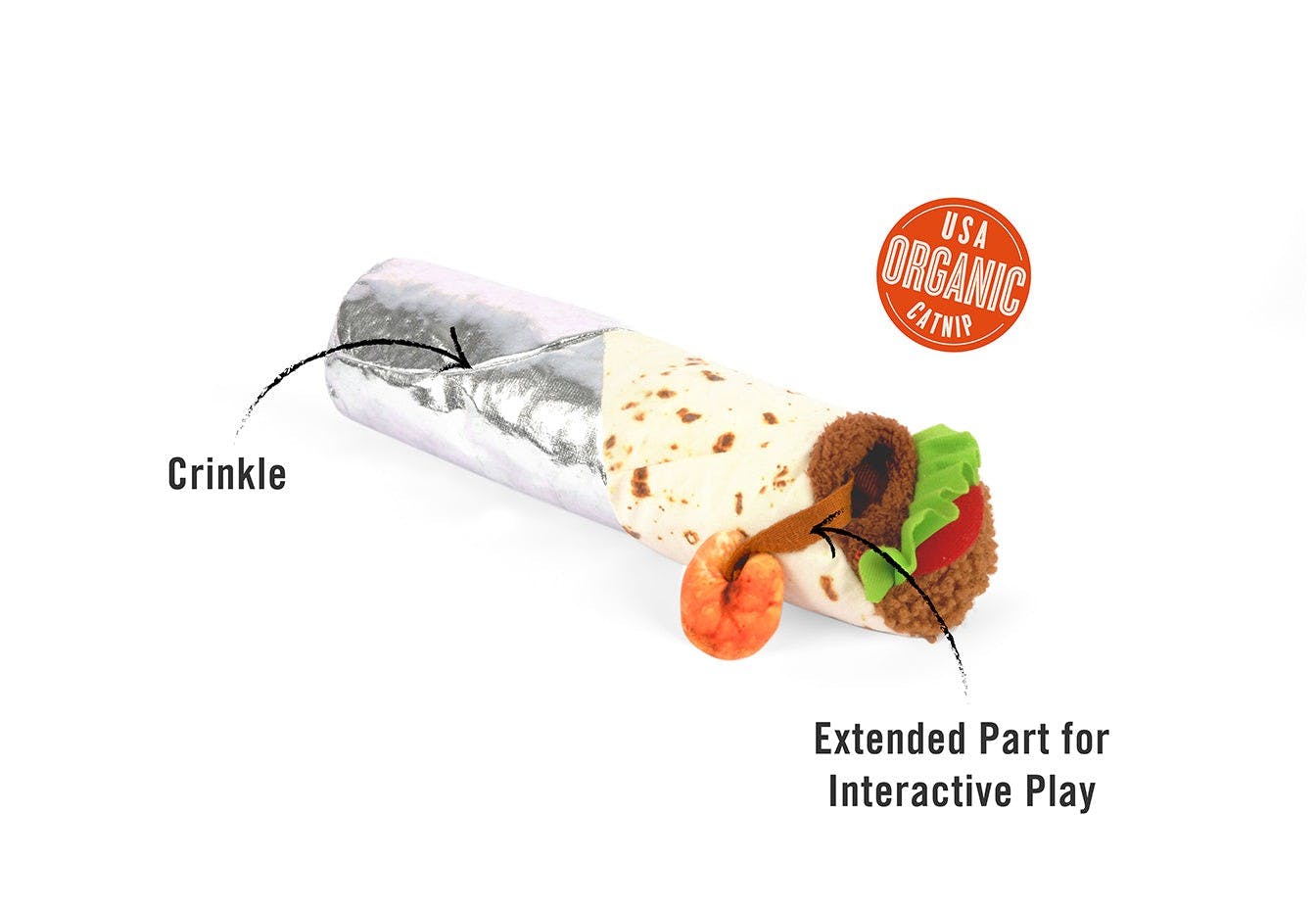 Maxi jouet pour chat - Kicker - Burrito aux crevettes - PET PLAY chez DOG DELICAT
