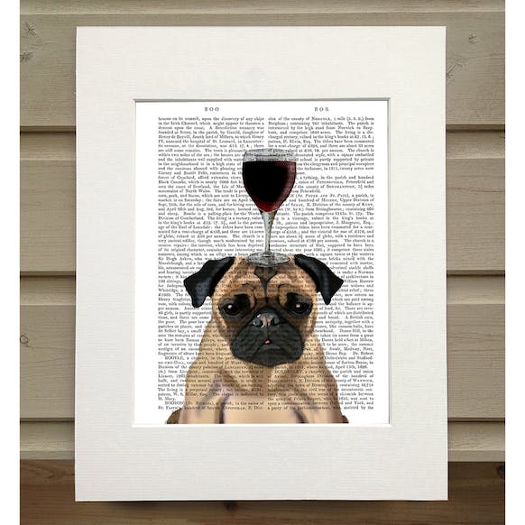 Carlin Dog au vin - Illustration d'art pour décoration murale