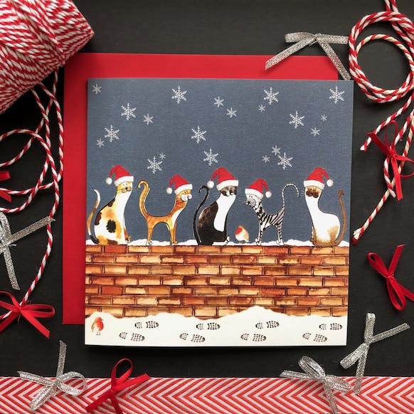 Carte Christmas - Cats on a wall