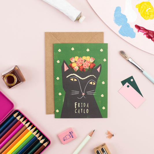Carte postale d'artiste Chats Frida Catlo