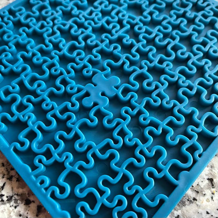 Tapis de léchage puzzle bleu