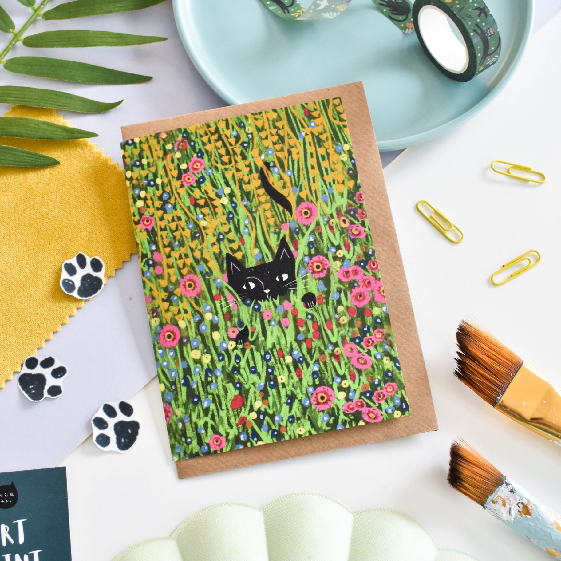 Carte chat Klimt's Cat Garden Niaski – inspiration « The Kiss »