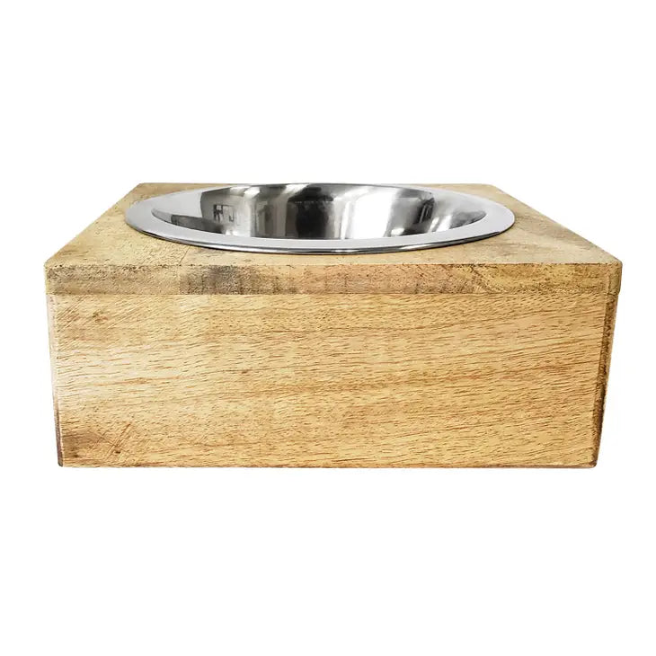 Gamelle inox chien avec support carré bois