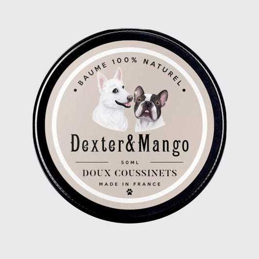 Baume pour chien de Dexter & Mango chez DOG DELICAT ! Le baume Doux coussinets est un baume naturel qui protège, répare et aide à prévenir les coussinets secs, gercés et crevassés. Baume pour chien 100% naturel, vegan, cruelty free, eco-friendly et fabriqué en France avec amour ❤ 