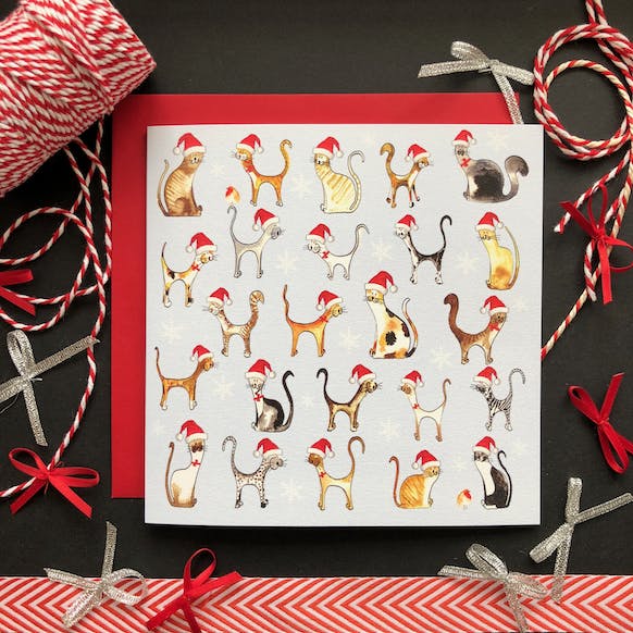 Carte Christmas - Cats in hats - ILLUSTRATION BY ABI - DOG DéliCAT