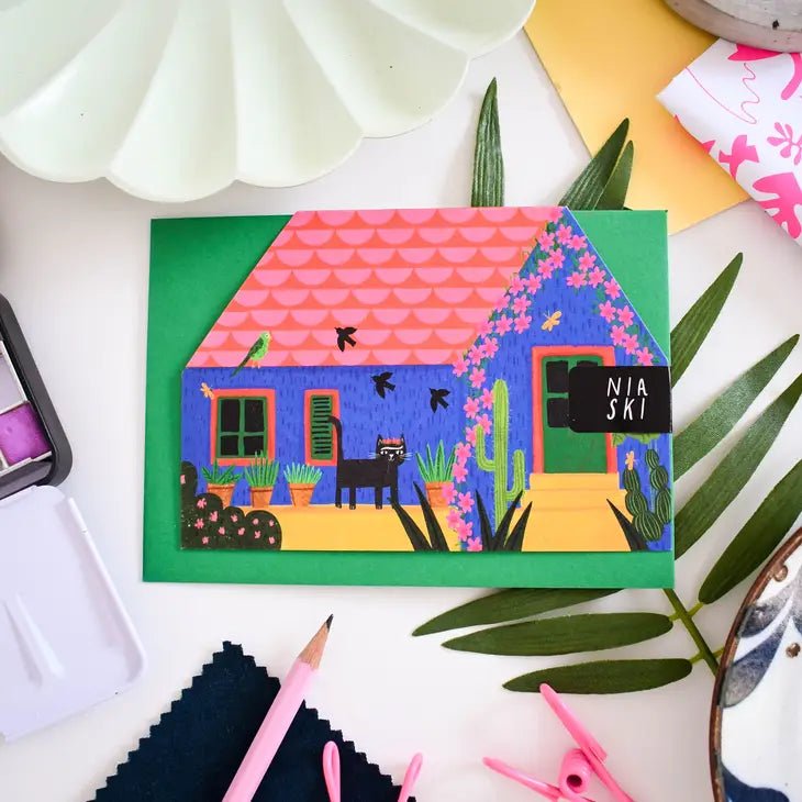 Carte postale découpée Maison bleue de Frida Catlo - NIASKI - DOG DéliCAT