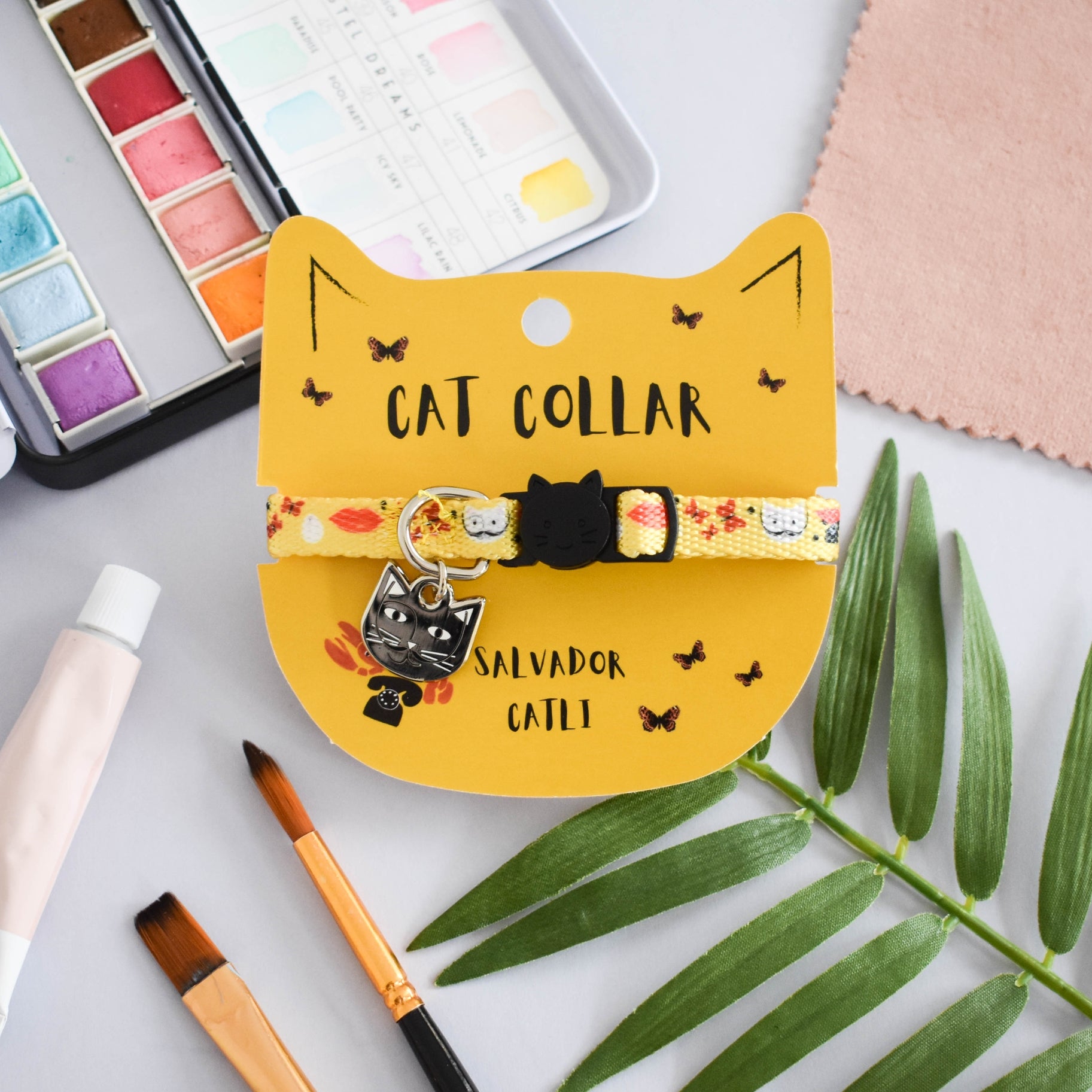 Collier chat Salvador Catli Niaski – jaune, arty et sécurisé