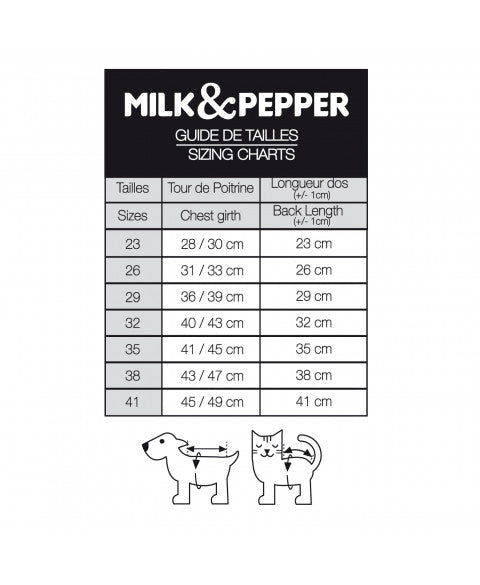 Doudoune réversible Chevron & Damier noir – Chic graphique pour chien - MILK&PEPPER - DOG DéliCAT