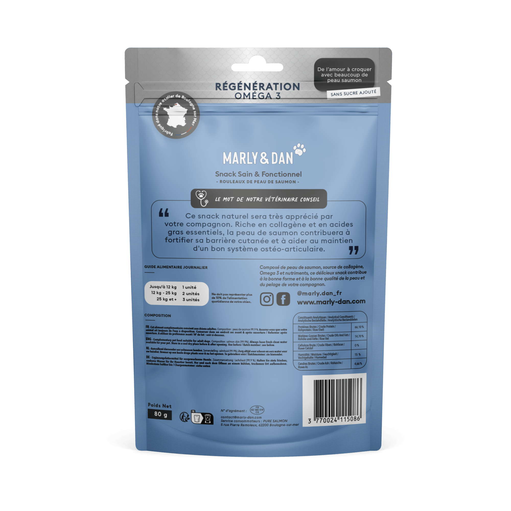 Friandises Rouleaux Peau de Saumon Régénération Pour Chien – Marly & Dan - MARLY & DAN - DOG DéliCAT