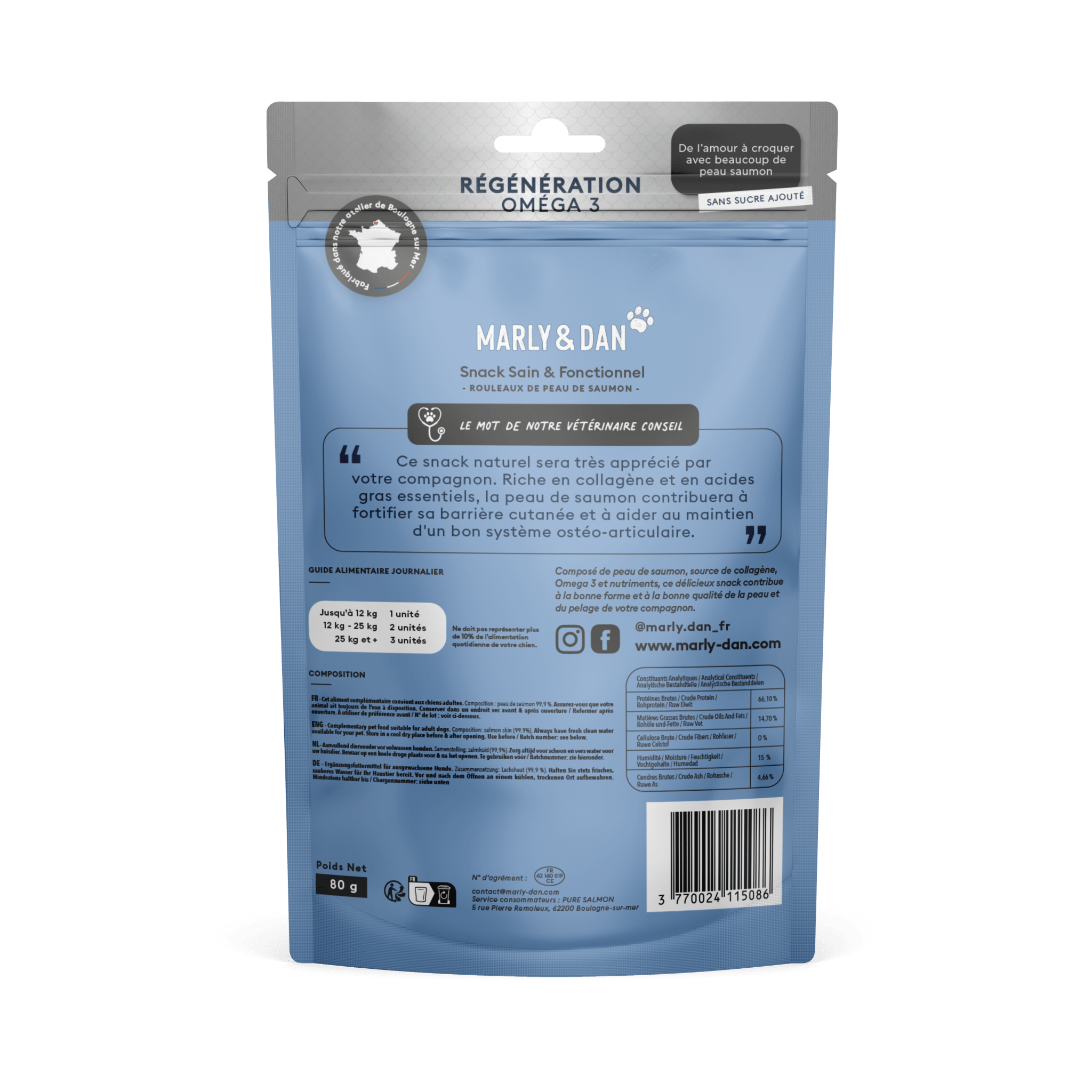 Friandises Rouleaux Peau de Saumon Régénération Pour Chien – Marly & Dan - MARLY & DAN - DOG DéliCAT