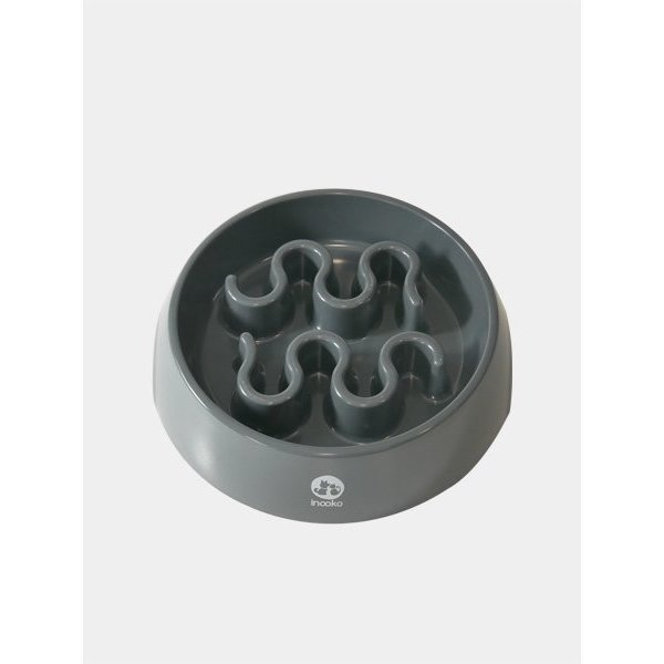 Gamelle anti - glouton Ronde - Taille L - Gris anthracite - INOOKO - DOG DéliCAT