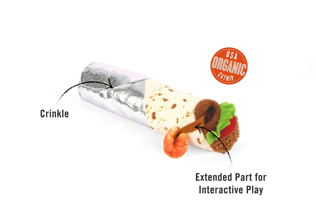 Maxi jouet pour chat - Kicker - Burrito aux crevettes - PET PLAY - DOG DéliCAT