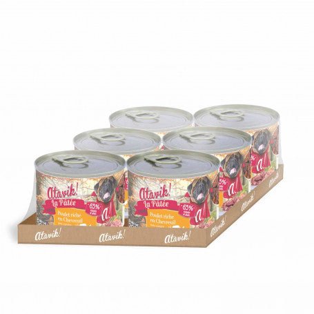 Pâtée chien Atavik – Poulet & Chevreuil, carottes, sans céréales (200g) - ATAVIK - DOG DéliCAT