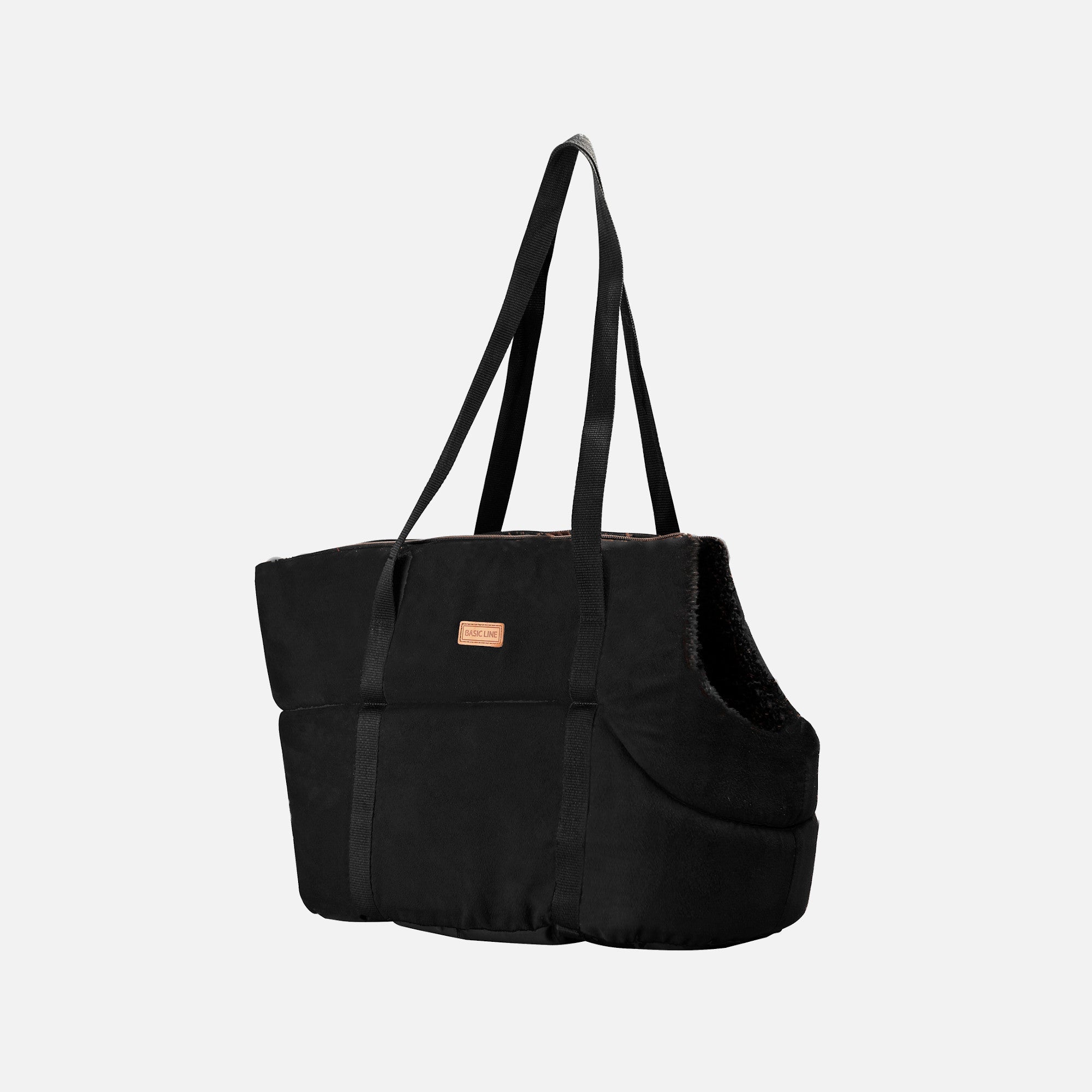 Sac de transport chien noir en suédine - WOUAPY - DOG DéliCAT