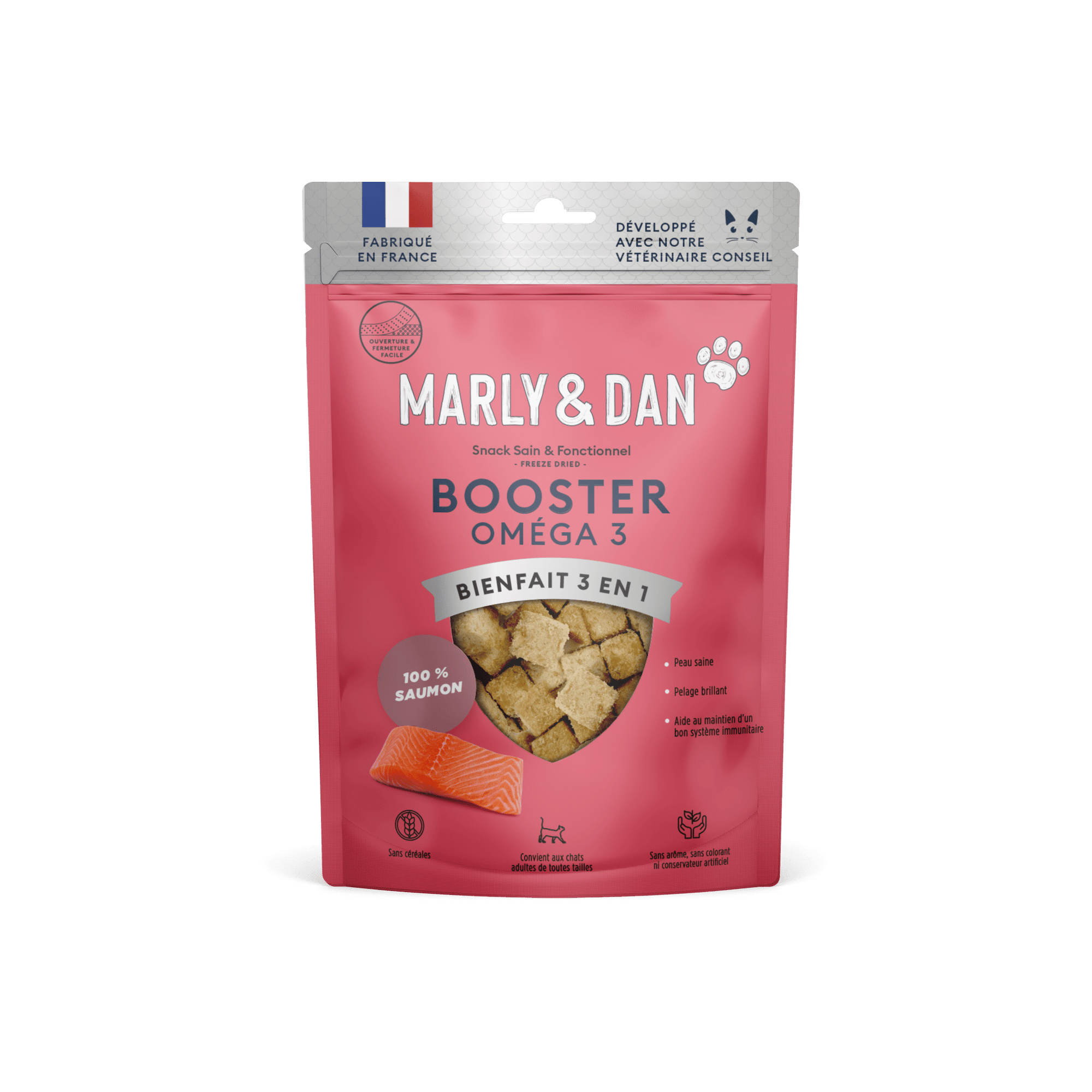 Snack 100% Saumon Lyophilisé Booster OMEGA Pour Chat – Marly & Dan - MARLY & DAN - DOG DéliCAT