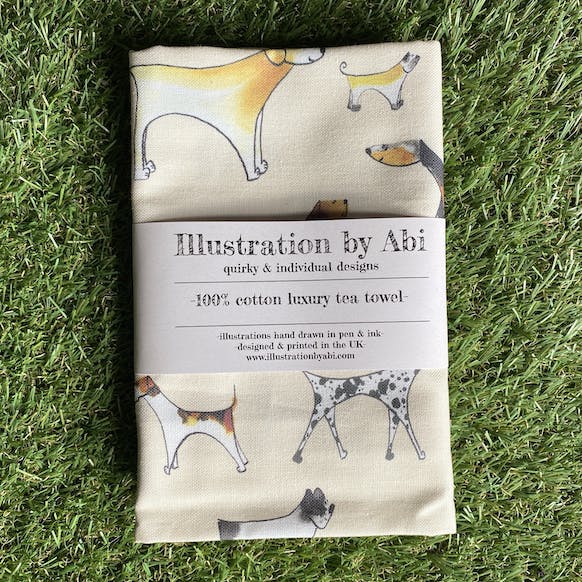 Torchon crème - Dogs design - ILLUSTRATION BY ABI - DOG DéliCAT