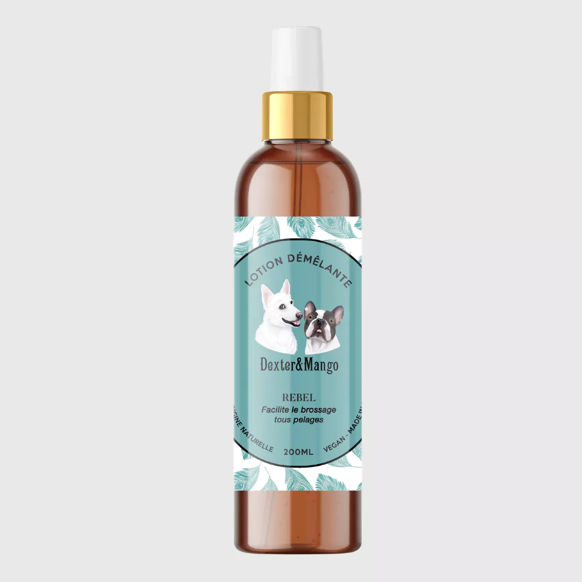 Lotion démêlante pour chien et chat 98% d’origine naturelle, vegan, cruelty free, eco-friendly et fabriquée en France avec amour ❤  Le démêlant Dexter&Mango convient particulièrement aux pelages emmêlés, longs, bouclés et frisés, sans distinction de couleurs. A retrouver chez DOG DELICAT.
