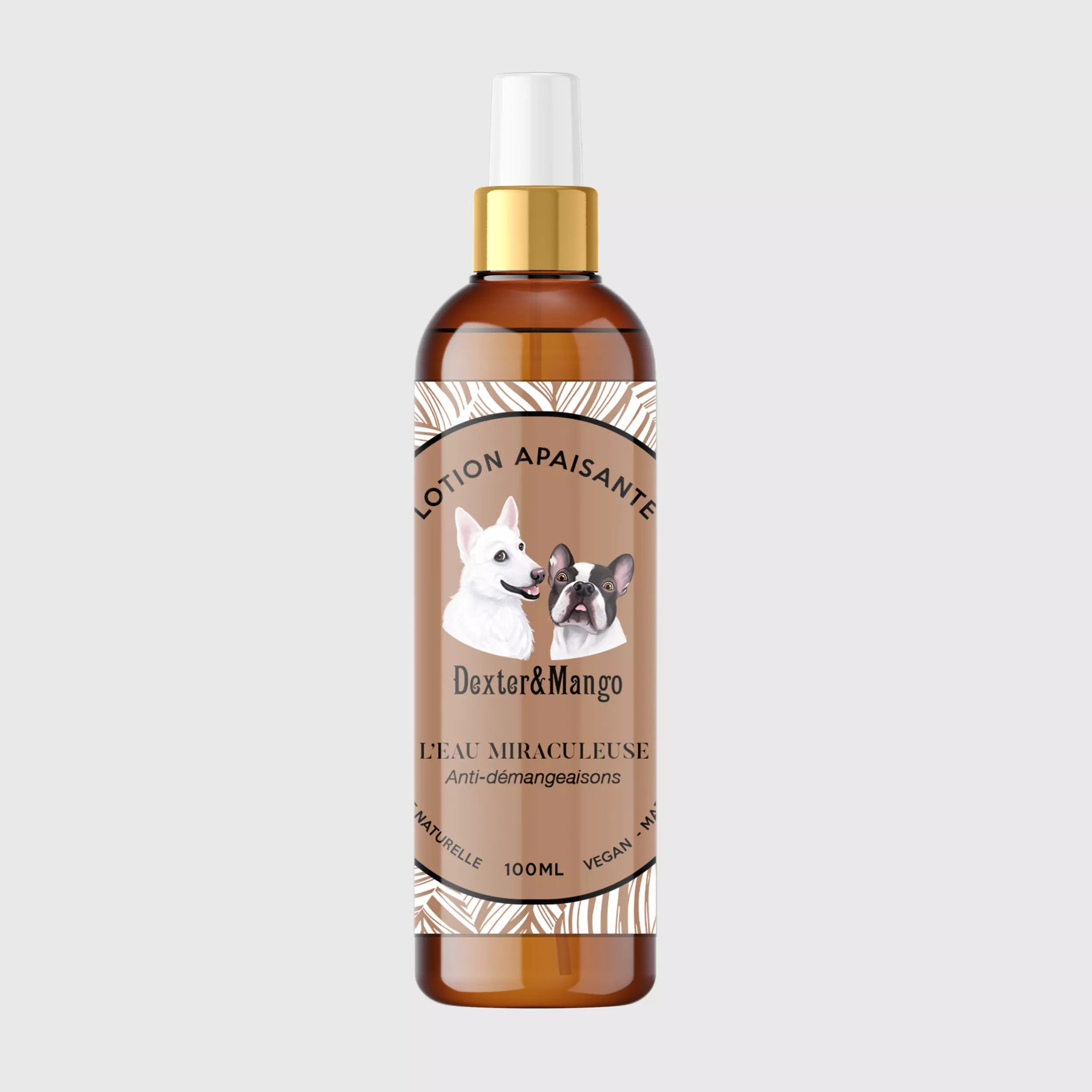 Lotion anti-démangeaisons Dexter & Mango chez DOG DELICAT! Riche en huiles essentielles biologiques, l'Eau Miraculeuse est formulée sans paraben, sans colorant, sans sulfate, sans silicone et sans parfum de synthèse. Lotion anti-démangeaisons pour chien 99% d’origine naturelle, vegan, cruelty free, eco-friendly et fabriquée en France avec amour ❤ 